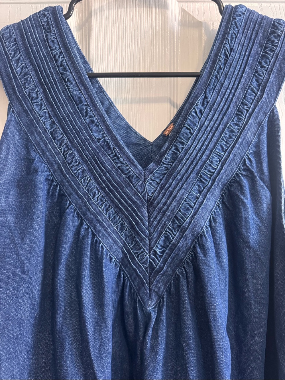 Free People Preston Pleated Denim Mini Dress NWT! - Picture 6 of 10